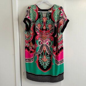 Gibson Latimer, Printed Dress, Green Pink Black Print, Sz 2X